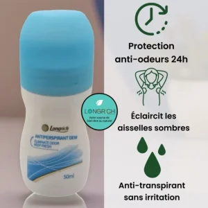 Déodorant Longrich (Antiperspirant Dew) - Fraîcheur 24h Anti-Taches et Éclaircissant